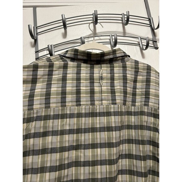 Adventure The North Face Men’s Short Sleeve Button Up Shirt XL Green Gray Plaid - Picture 9 of 16